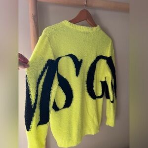 MSGM Kids neon yellow pullover wool blend sweater sz 14